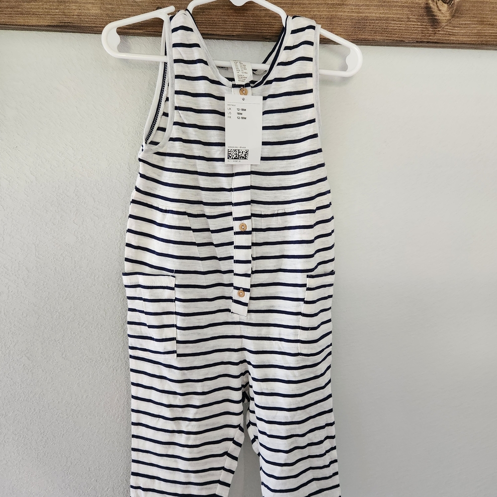 H&M Navy and White Striped Kids Bodysuit